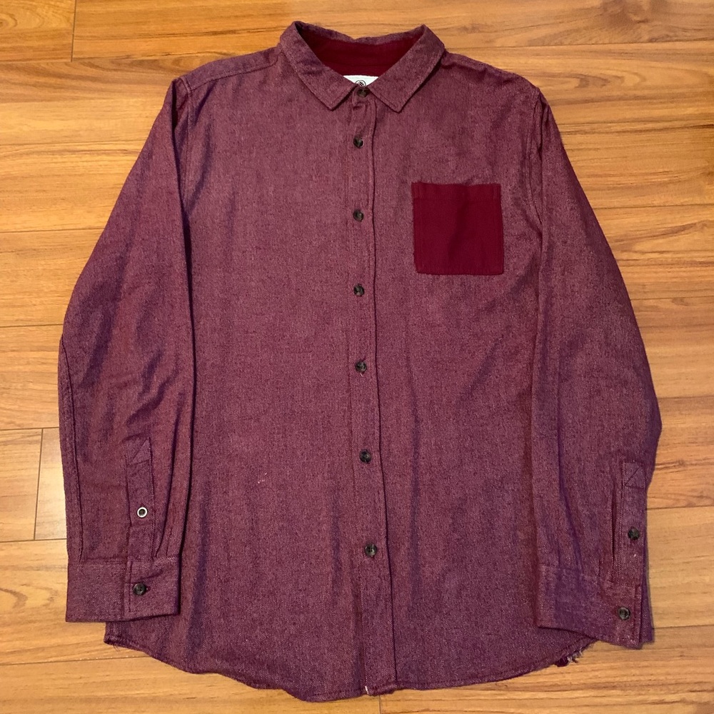 On The Byas Burgundy Long Sleeve Button Up Shirt